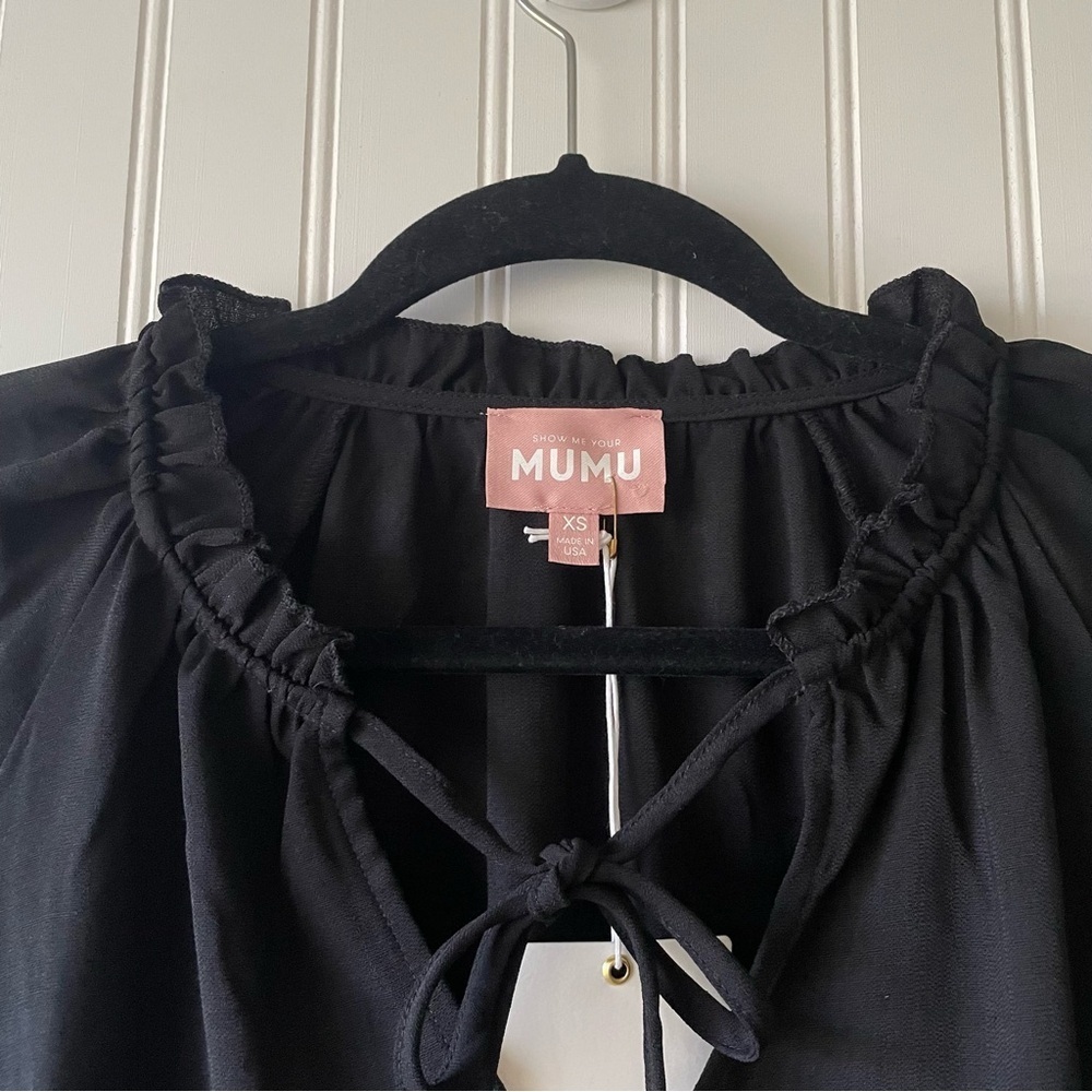 NWT Show Me Your Mumu Viola Tiered Mini Dress Women's XS Black Draped Flowy Boho - Picture 7 of 15